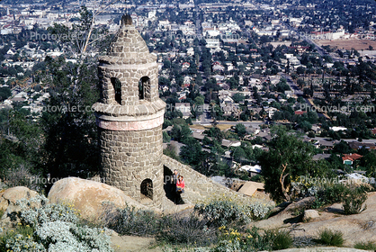Testimonial Peace Tower, Mount Rubidoux, landmark, Riverside, May 1964, 1960s