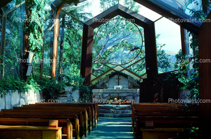 Wayfarers Chapel Interior, Glass Church, Palos Verdes Peninsula, Los Angeles, California