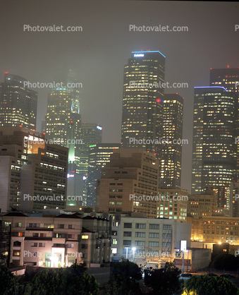 Buildings, Skyscrapers, Cityscape, Night, Nightime, Exterior, Outdoors, Outside, Nighttime