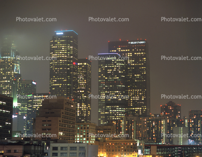Buildings, Skyscrapers, Cityscape, Night, Exterior, Outdoors, Outside, Nighttime