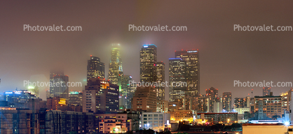 Los Angeles Skyline in the Fog, Buildings, Skyscrapers