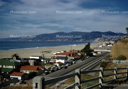 PCH, Pacific Coast Highway, Malibu, Pacific Palisades, Santa Monica, buildings, beach, 1940s