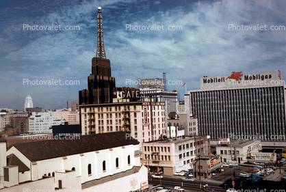 Downtown Los Angeles, Gates Hotel, Mobiloil, Mobilgas Headquarters, Flying Horse, 1950s