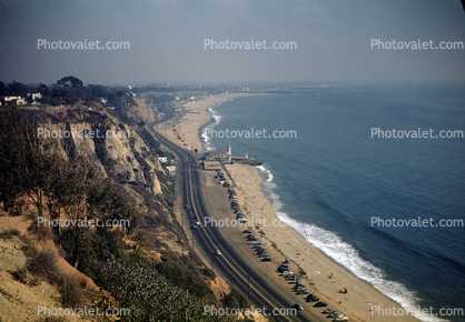 Pacific Coast Highway, PCH, the bluffs, lighthouse, Pacific Palisades, September 1948, 1940s