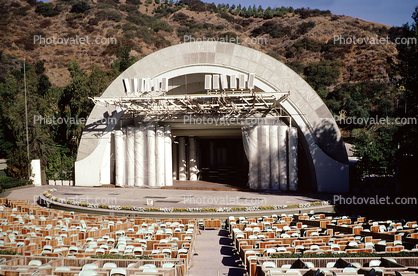 Hollywood Bowl, State, seats, empty, arch, landmark, January 1972, 1970s