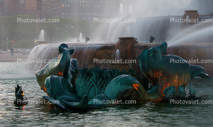 Buckingham Fountain Water Sculpture, horse, Aquatics