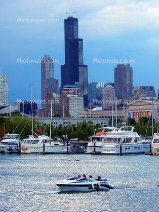 Burnham Harbor under the Chicago Skyline and the Willis Tower