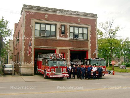Firehouse, Portrait of Fire Fighters, Fire Truck