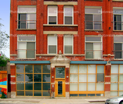 Colorful Building, door, brick, southside, windows, glass, 4106