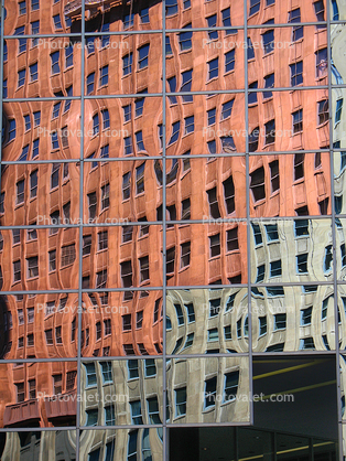 A stepped reflection, abstract, building, High Rise, glass, downtown