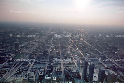 Skyline, Smog, Interstate Highway, Buildings, cityscape, vanishing point