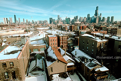 Snow, Cold, Ice, Icy, Winter, Cityscape, Skyline, Skyscrapers, Buildings