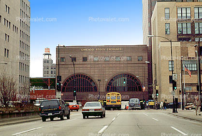 The Chicago Stock-Exchange, building, cars, automobiles, vehicles