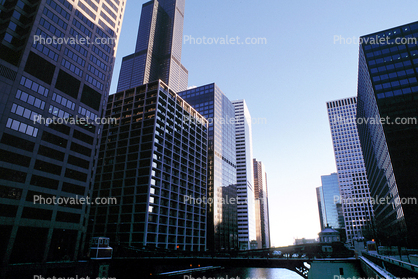 Chicago River, skyscrapers, buildings
