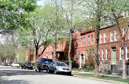 sidewalk, homes, houses, Pullman District, cars, automobiles, vehicles