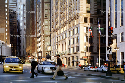 Downtown, Taxi Cab, Car, Vehicle, Buildings, Hotel Mohalo, Crosswalk