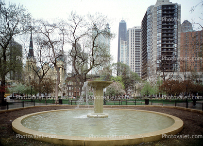 Water Fountain, aquatics, trees, skyline, Washington Square Park