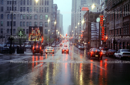 Harry Carays, Rain, rainy, street, traffic lights, cars, building, automobiles, vehicles