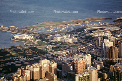 Field Museum, Soldier Field, Harbor, Meigs Field Airport, buildings, highrise, Lakeshore Drive