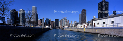 Chicago River Canal, Panorama, skyline, skyscrapers, buildings, cityscape