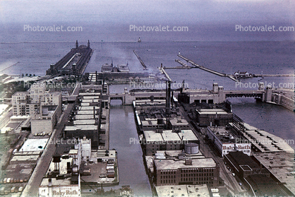 Navy Pier, Chicago River, Lakeshore Drive, Lake Michigan, 1940s