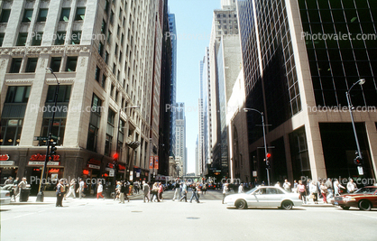 Chicago Board of Trade Building, Road, Crosswalk, cars, automobiles, vehicles