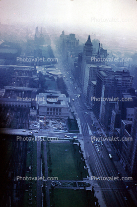 Michigan Boulevard, Art Museum, buildings, smog, 1950s