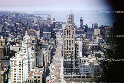 Looking-Down Michigan Avenue, Buildings, May 1961, 1960s