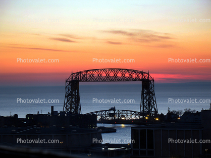 Duluth Aerial Lift Bridge, Harbor, Sunrise, Twilight, Dusk, Dawn
