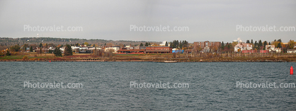 Skyline, buildings, Two Harbors, north shore of Lake Superior, Panorama