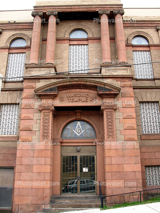 Masonic Temple, 1904, building, arch, door, entrance, brick