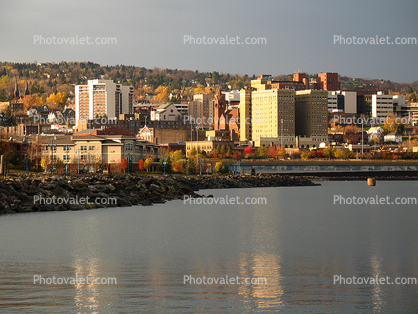 Cityscape, skyline, buildings, Lake Superior