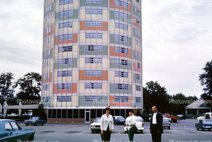 Unique Building, hotel, Car, Automobile, Vehicle, 1960s