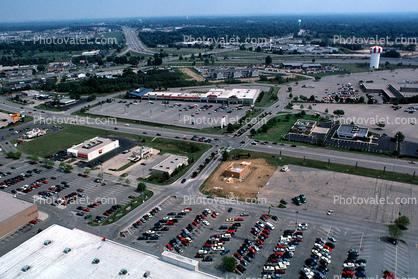 Parking Lots, Shopping Center, mall, suburbia, suburban, buildings