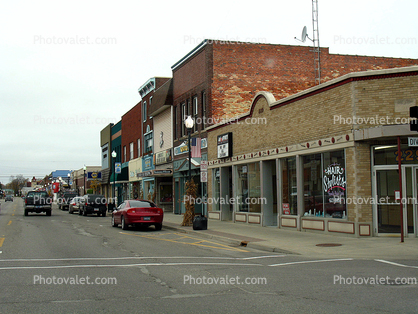 Shops, Building, Sidewalk, Cheboygan