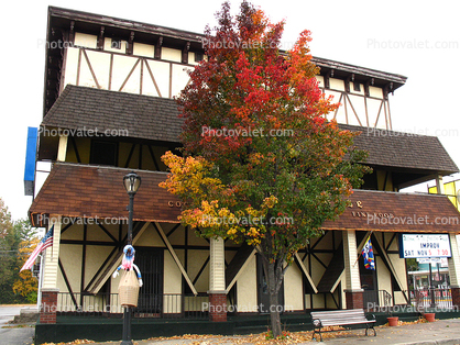 Cadillac House, multi-colored tree, building, Lexington, Michigan, autumn, car
