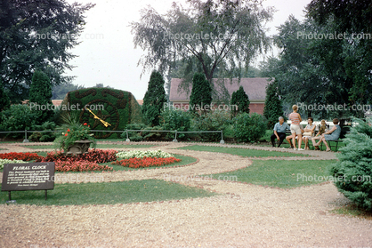 Floral Clock, gardens, Water Works Park, Detroit, August 1966