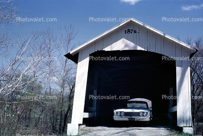 1876, Roseville, Covered Bridge, Parke County, Car, Automobile, Vehicle, 1963, 1960s