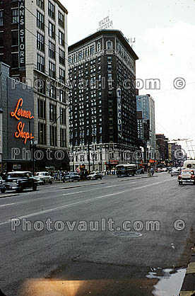 Lerner Shops, buildings, downtown, Indianapolis, Cars, automobile, vehicles, 1950s