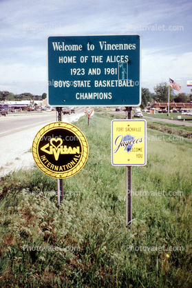 Welcome to Vincennes, Home of the Alices, Boys State Basketball Champions, Vincennes