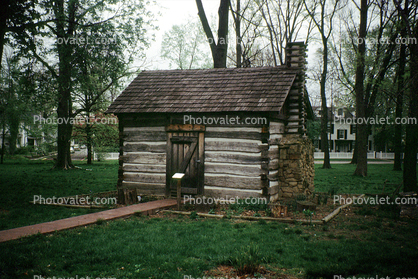 Log Cabin, Lawn, Wood Building, Crawfordsville