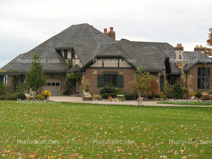 Home, House, Mansion, building, lawn, autumn, leaves