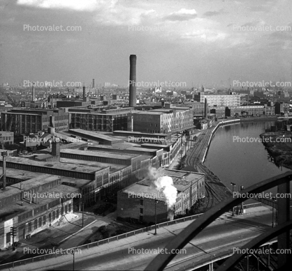 Industrial District, river, factories, 1890's
