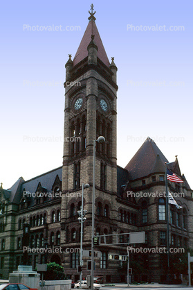 Clock Tower, Cincinnati, outdoor clock, outside, exterior, building