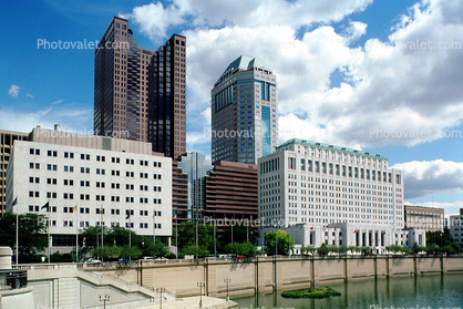 Scioto River, LeVeque Tower, Bridge, Huntington Tower, Riffe Tower, Downtown Riverfront