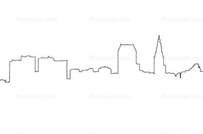 Cleveland Skyline outline, line drawing, shape