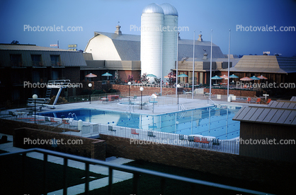 farm, silo, barn, swimming pool, motel
