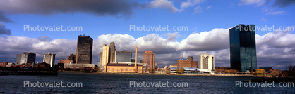 Maumee River, Toledo Panorama, Cityscape, skyline, building, skyscraper, Downtown, early morning, clouds