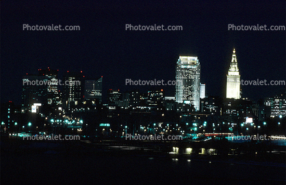 Cleveland Skyline, Buildings, Nighttime