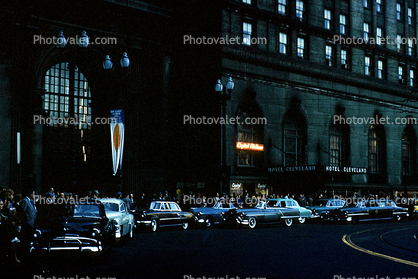 Hotel Cleveland, Presidential Visit, cars, automobile, vehicle, 1950s